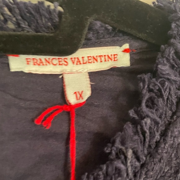 NWT Frances Valentine navy twiggy fringe dress bead embroidered bird - Picture 3 of 7